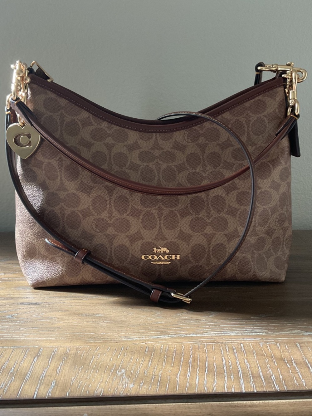 Coach Laurel Shoulder Bag-Signature Canvas with Bag Charm - Picture 2 of 15
